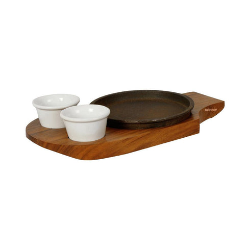 Wood Sizzler Round w/2Dips S/h